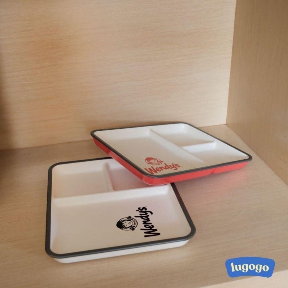 lugogo l 【Wendy＇s 溫蒂漢堡】 質感 復古 輕量 分隔餐盤 野餐盤 寵物餐盤-細節圖3