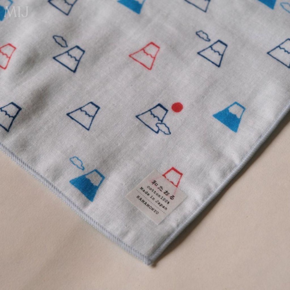 現貨 日本【hamamonyo 濱文樣】 日本製🇯🇵 富士山 手帕 方巾 小毛巾 100%棉-細節圖2