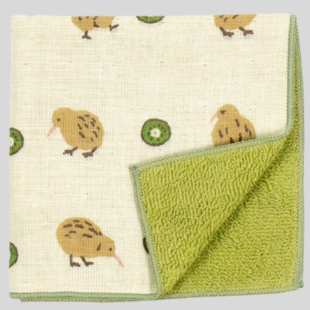 現貨 日本【hamamonyo 濱文樣】 日本製🇯🇵 Kiwi bird奇異鳥 手帕 方巾 小毛巾 100%棉-細節圖6