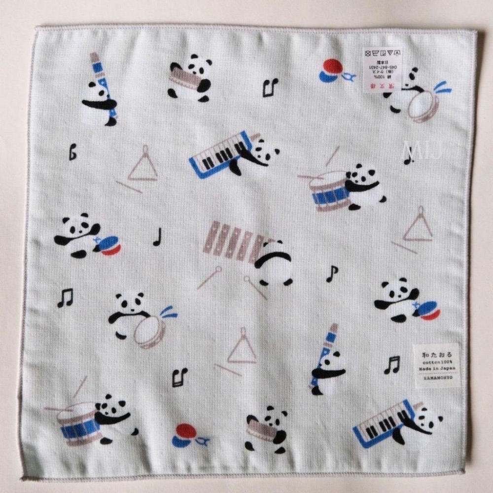 現貨 日本【hamamonyo 濱文樣】 日本製🇯🇵 熊貓手帕 Panda 方巾 小毛巾 100%棉-細節圖7