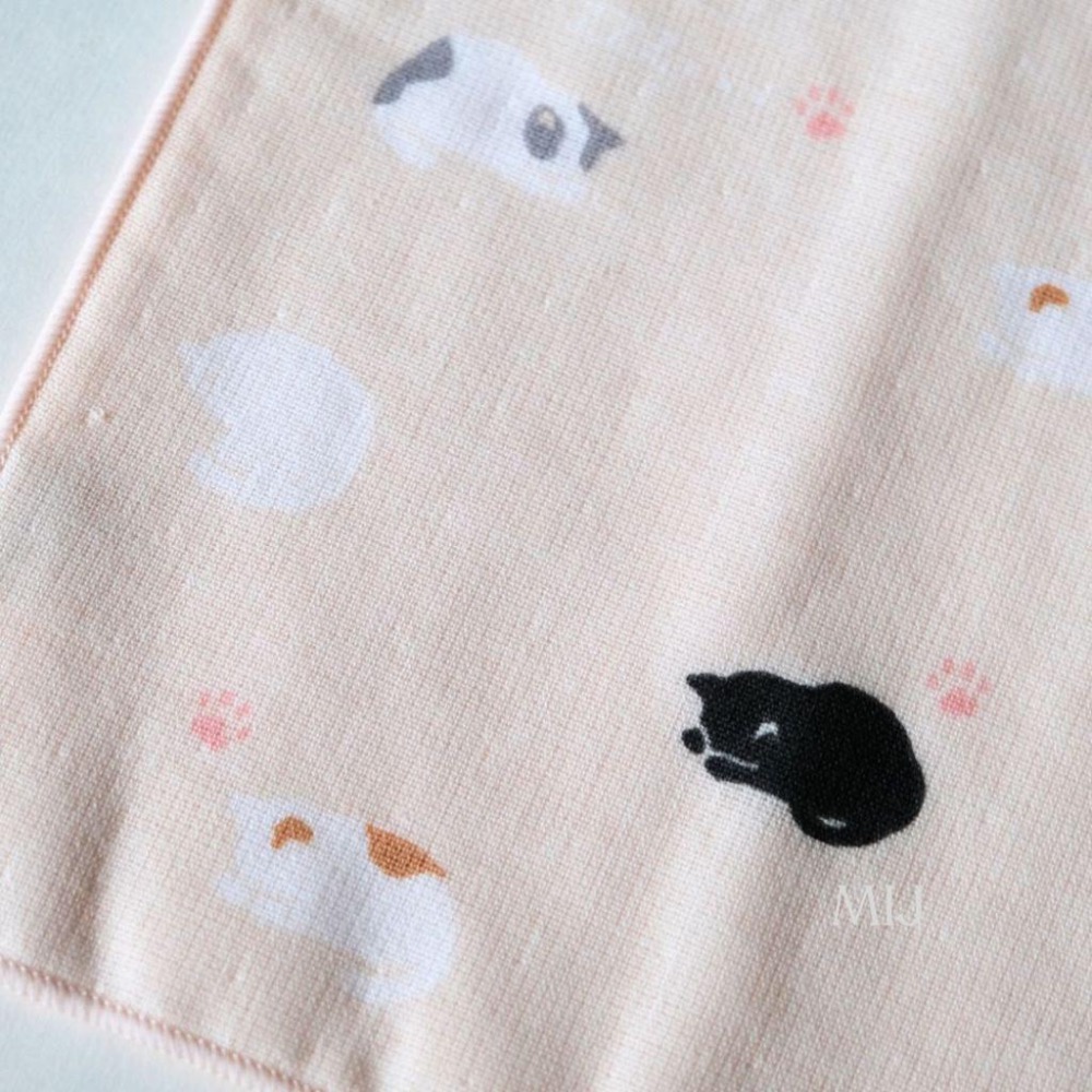 現貨 日本【hamamonyo 濱文樣】 日本製🇯🇵 花貓手帕 方巾 小毛巾 100%棉-細節圖3