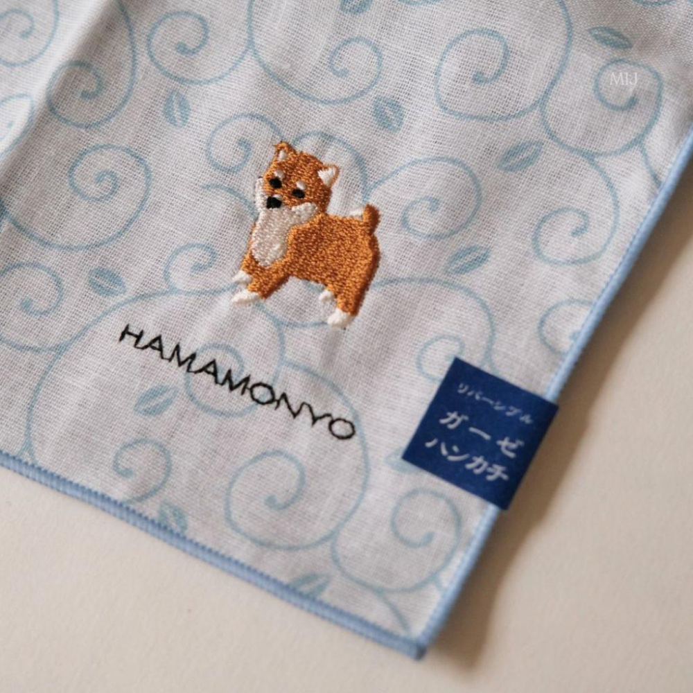 現貨 日本【hamamonyo 濱文樣】 日本製🇯🇵 柴犬 手帕 方巾 小毛巾 100%棉-細節圖2