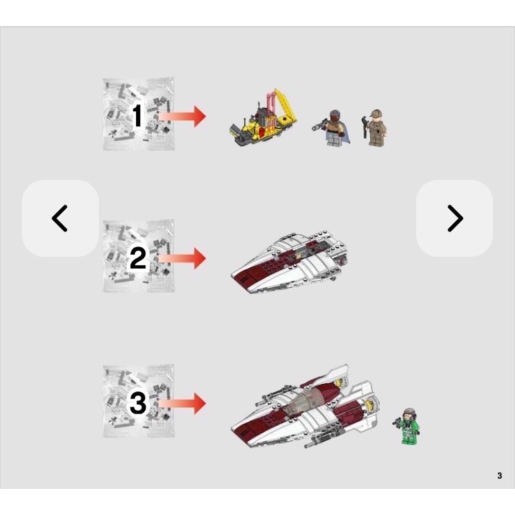 [步步高］全新未組 無盒 無說明書 無貼紙 lego 75175 星際大戰 A翼戰機（全新內袋未拆，人偶齊全）-細節圖2