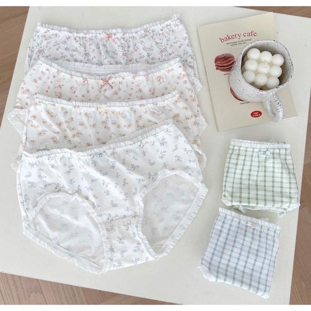 如絲如嫿 日系田園風碎花格子純棉內褲-細節圖2