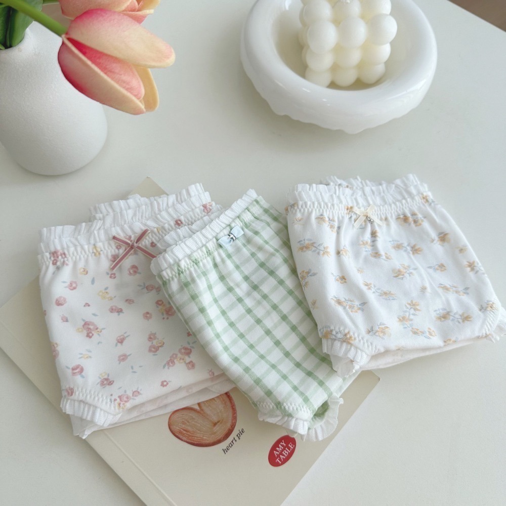 如絲如嫿 日系田園風碎花格子純棉內褲-細節圖6