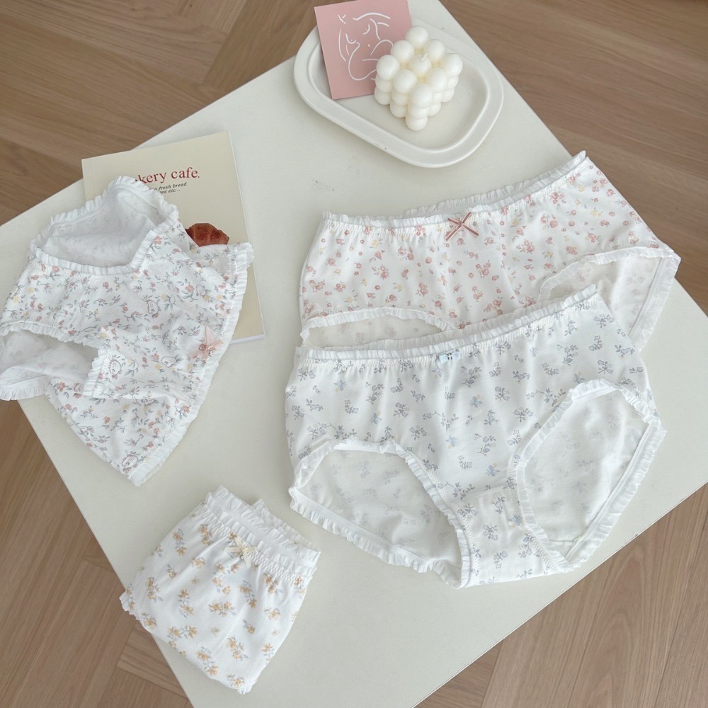 如絲如嫿 日系田園風碎花格子純棉內褲-細節圖8