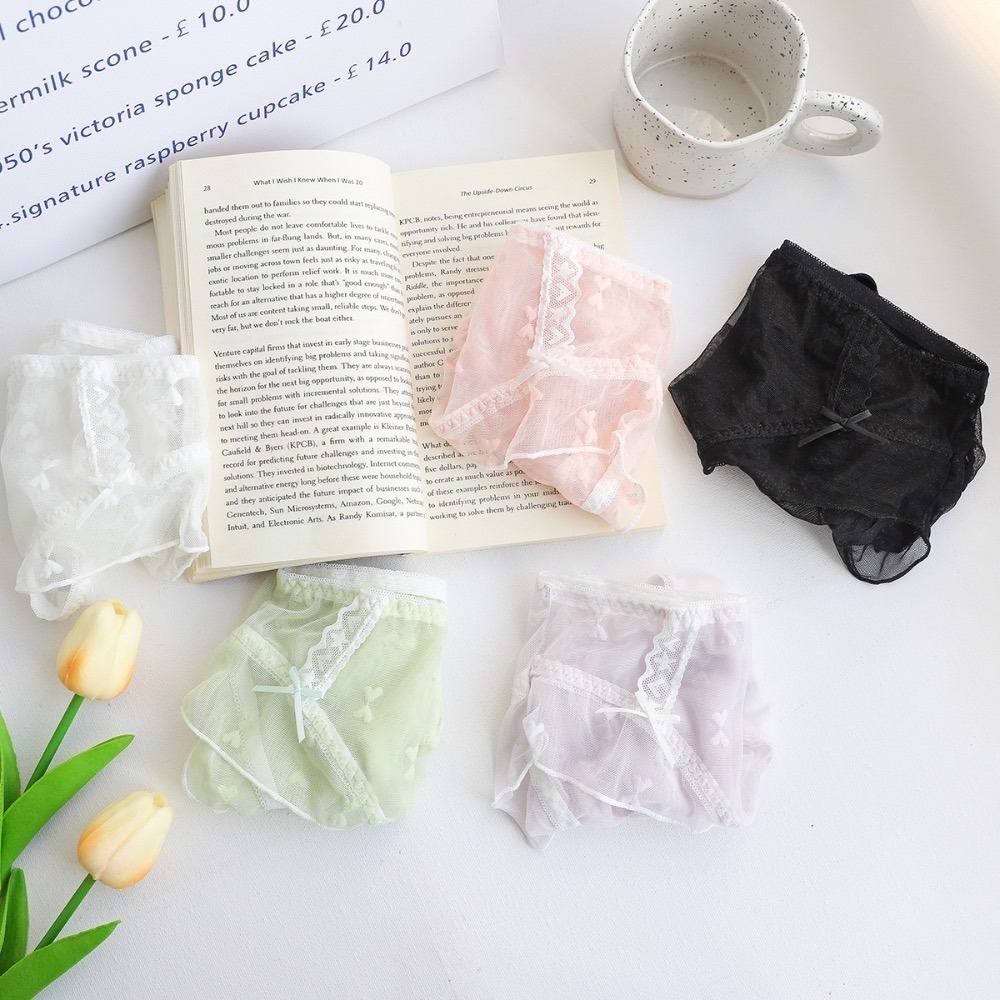 如絲如嫿 親膚愛心蕾絲性感網紗內褲-細節圖7