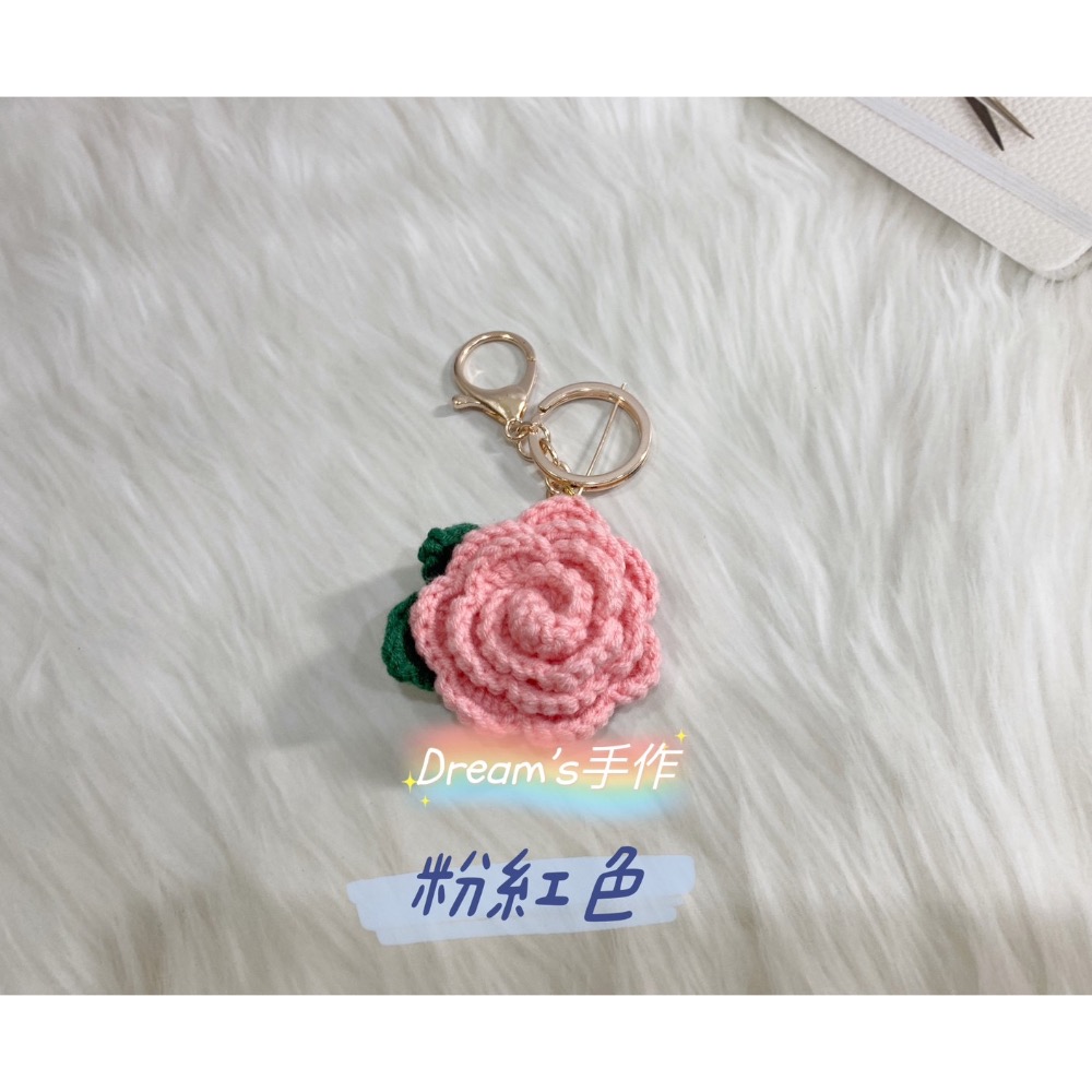 💖Dream’s 手作💖山茶花小香風毛線編織吊飾，幸運吊飾、手機吊飾、鑰匙圈吊飾、婚禮小物-細節圖3