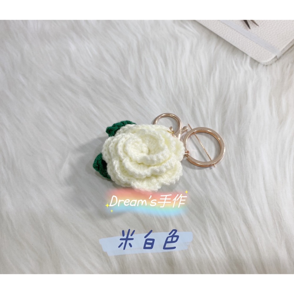 💖Dream’s 手作💖山茶花小香風毛線編織吊飾，幸運吊飾、手機吊飾、鑰匙圈吊飾、婚禮小物-細節圖5
