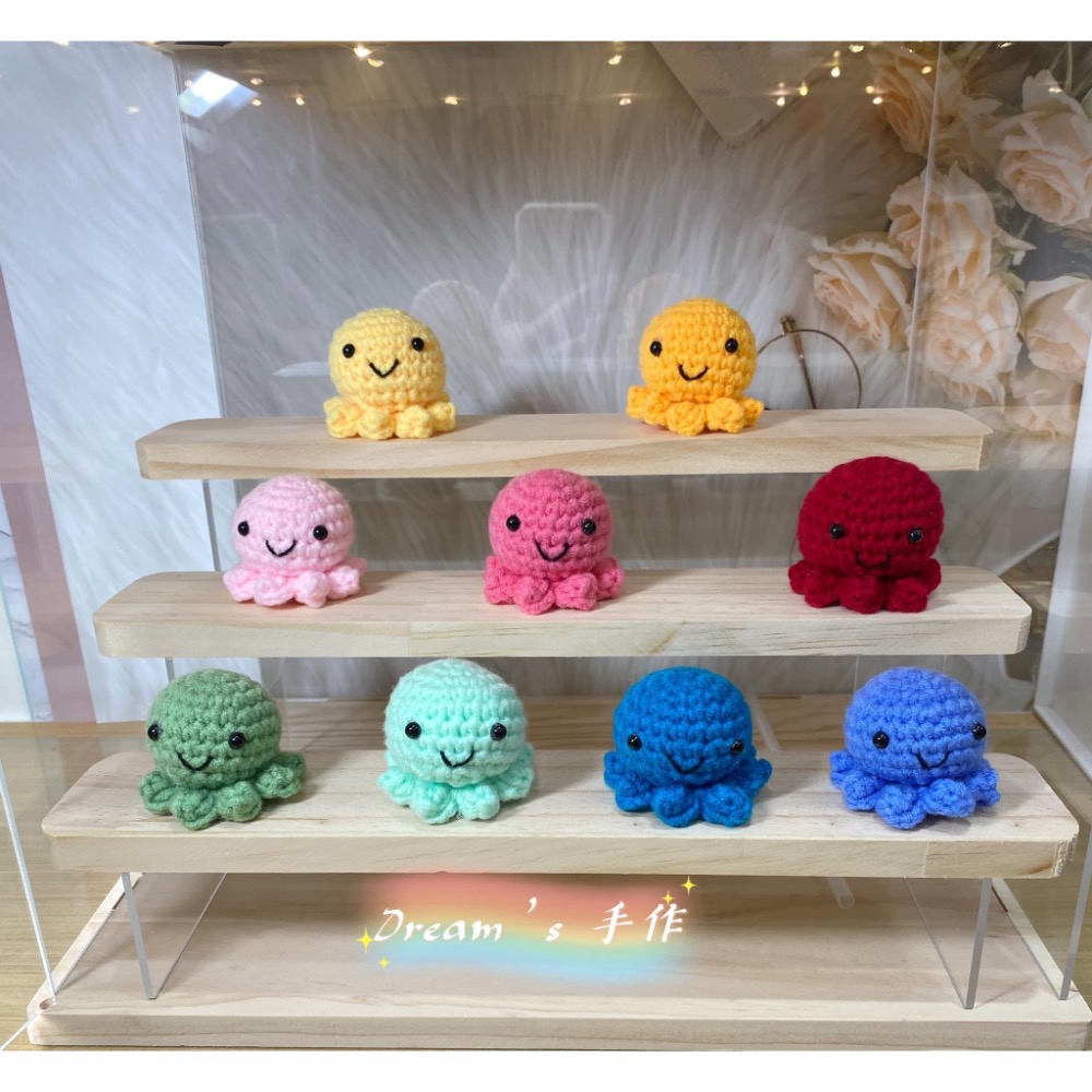 💖Dream’s 手作💖DIY手工毛線編織-小章魚吊飾成品，手機吊飾，鑰匙圈吊飾，小吊飾，婚禮小物-細節圖2