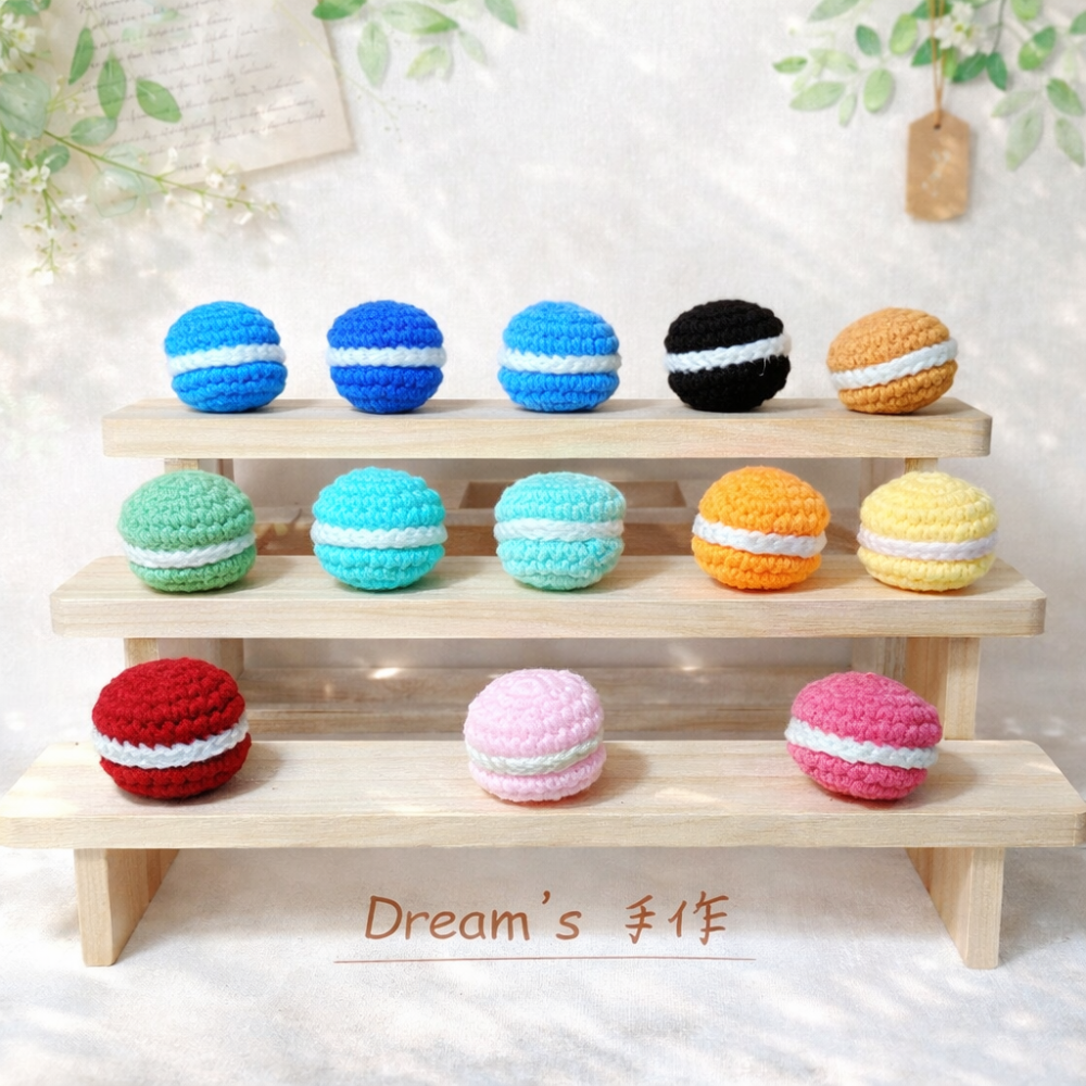 💖Dream’s 手作💖DIY手工毛線編織-可愛馬卡龍吊飾成品，手機吊飾，鑰匙圈吊飾-細節圖2