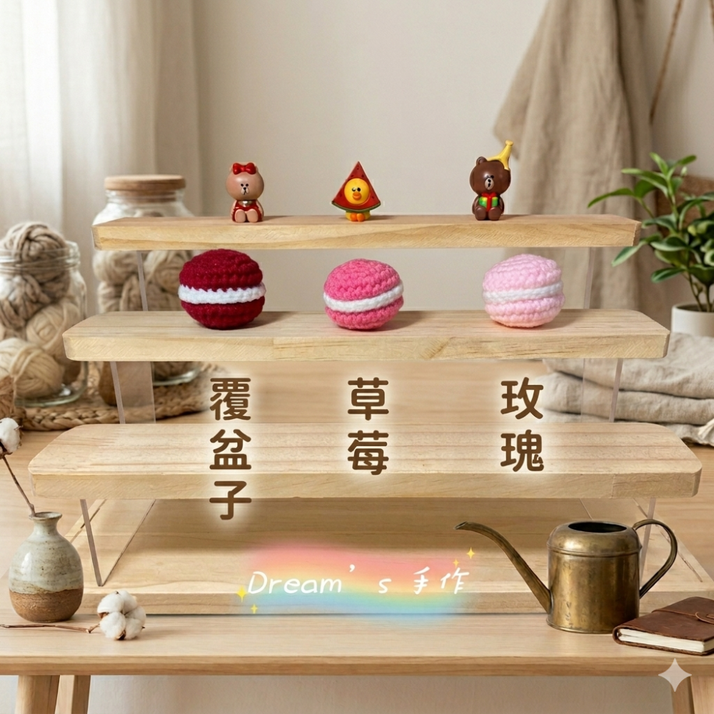 💖Dream’s 手作💖DIY手工毛線編織-可愛馬卡龍吊飾成品，手機吊飾，鑰匙圈吊飾-細節圖6