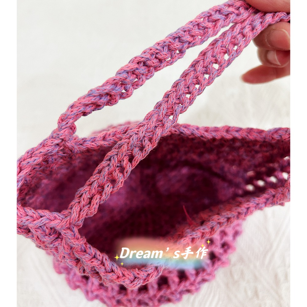 💖Dream’s 手作💖手工編織粗線網格小提籃，小廢包，能裝的東西還是挺多喔！-細節圖3