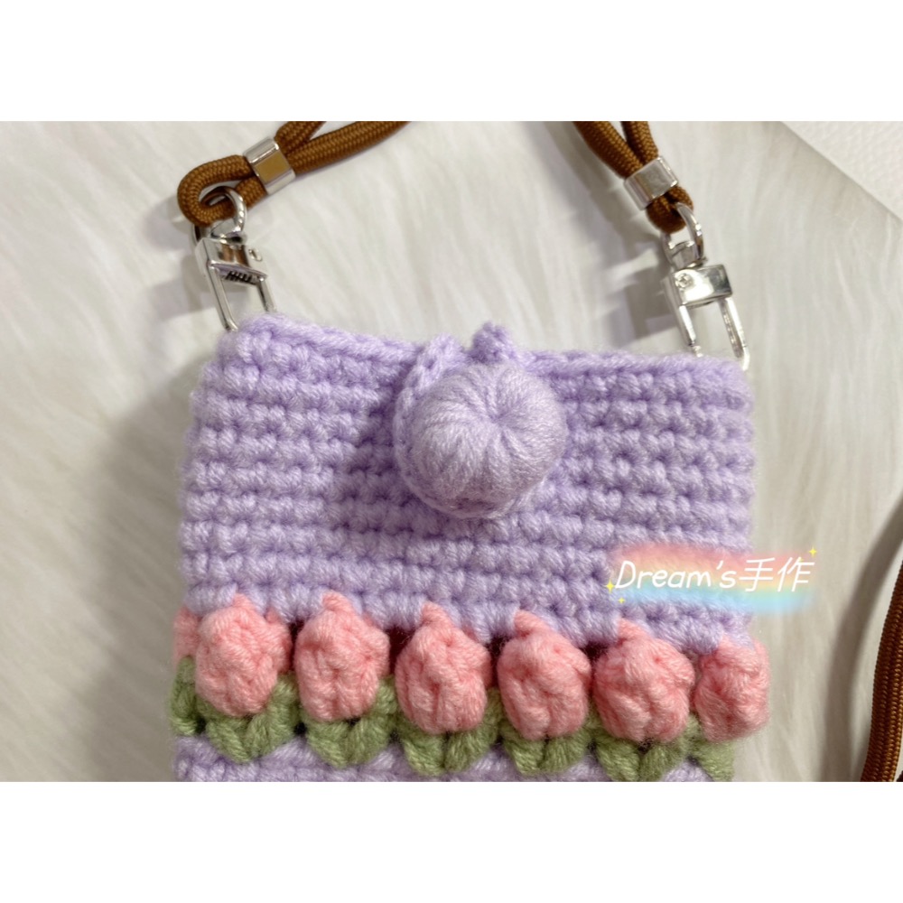 ￼💖Dream’s 手作💖鬱金香🌷毛線編織手機袋、小廢包、斜跨袋、萬用袋-細節圖3