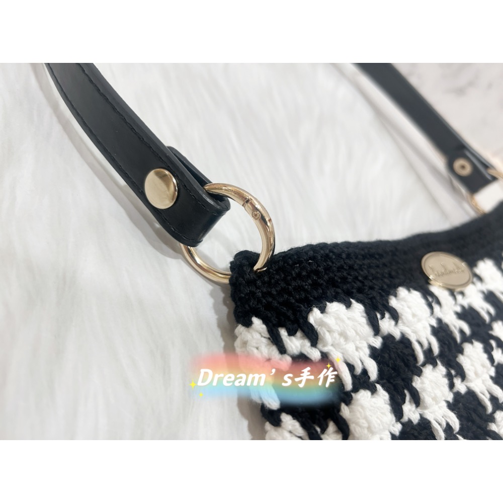 💖Dream’s 手作💖千鳥格毛線編織肩背包、小廢包、萬用袋-細節圖3