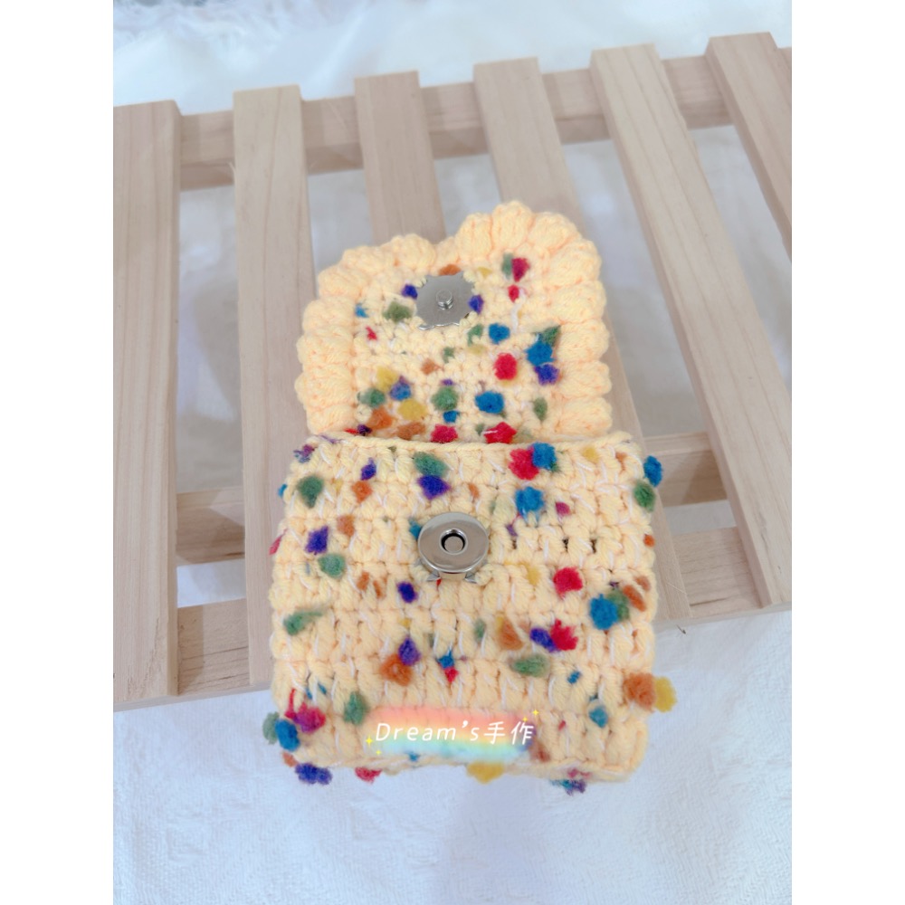 💖Dream’s 手作💖毛線編織・豆豆糖耳機包  磁釦開合設計 剛剛好裝 AirPods、小物、銅板-細節圖4