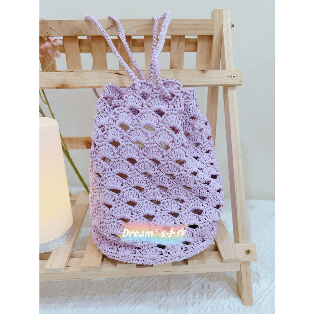 💖Dream’s 手作💖夏日風情～貝殼花樣抽繩棉草包～輕巧耐裝-細節圖4