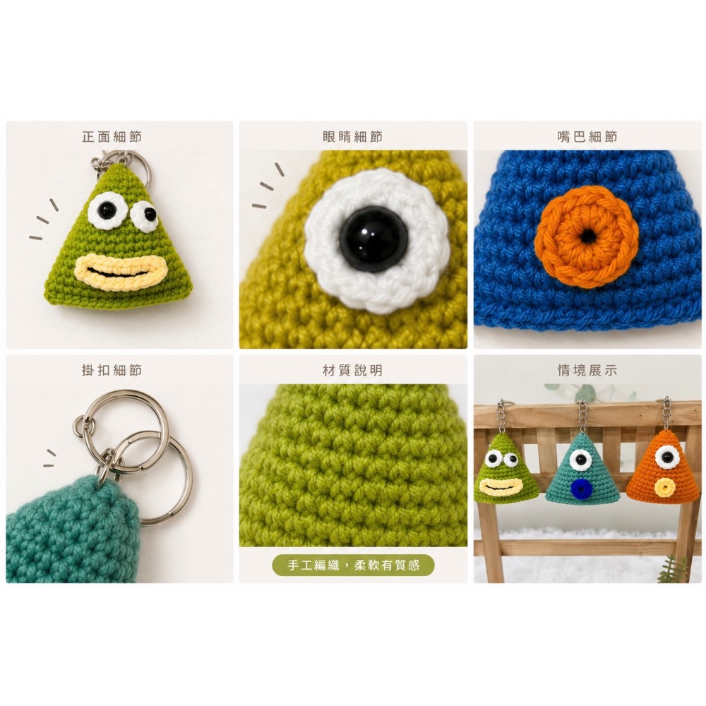 💕Dream’s手作💕 🧶療癒系小怪獸編織吊飾👾｜手工毛線吊飾｜包包掛飾｜搞怪大眼鑰匙圈｜可愛掛件｜交換禮物必備-細節圖4