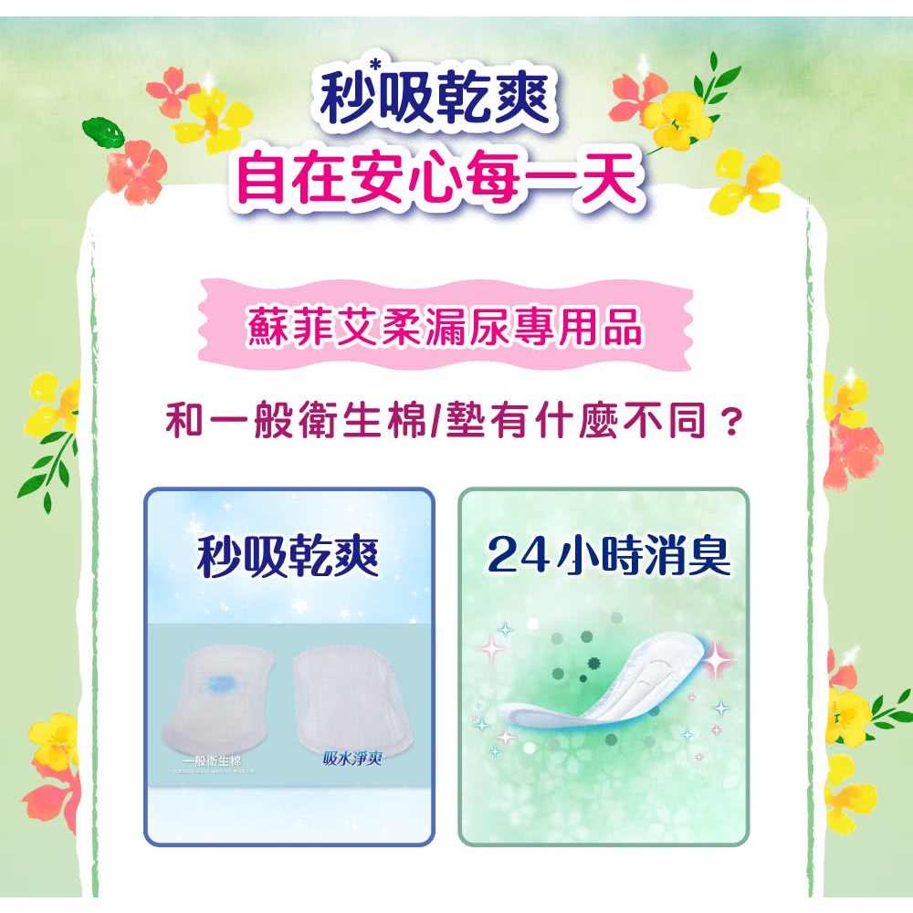 蘇菲艾柔  (原來復易) 吸水淨爽 漏尿專用護墊 (3cc/10cc/15cc/50cc/70cc/150cc)-細節圖4