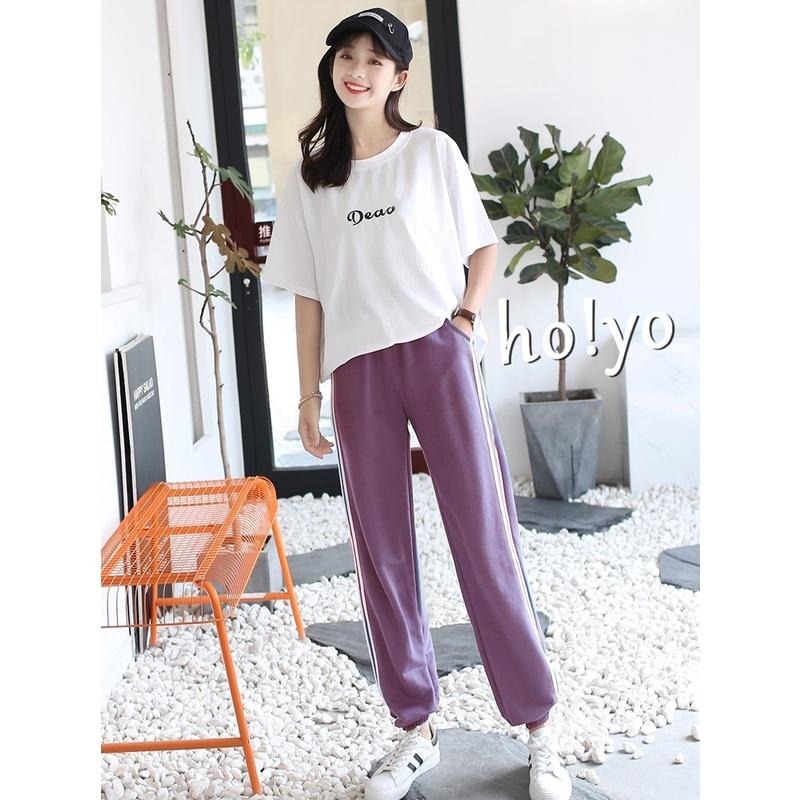 保暖德絨面料 秋冬 鬆緊彈力 高腰 休閒褲 休閒長褲 保暖褲 暖暖褲 束口褲 縮口褲 運動褲 長褲女 哈倫褲 工作褲-細節圖3