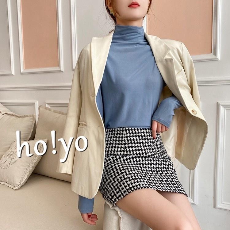 韓系大彈力 顯瘦修身百搭 純色 半高領 立領打底衫 親膚柔軟 緊身衣 內搭衣 長袖T恤 素T 保暖衣 面膜T 長袖上衣-細節圖6