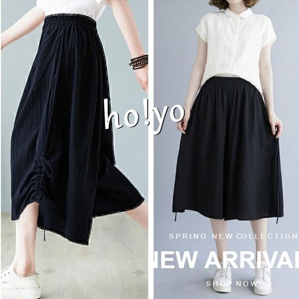 爆賣🇹🇼日系兩穿 垂墜褲裙 口袋寬褲 瑜伽長褲 闊腿褲 涼感褲八分褲 大尺碼褲子 瑜珈褲 大裙襬 休閒長褲 休閒褲 女裝-細節圖2