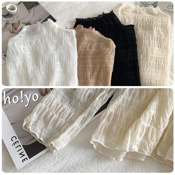 包色🇹🇼 韓系高領 蕾絲上衣 親膚彈性內搭衣 外穿 內搭 打底衫 蕾絲內搭 性感 長袖上衣 網紗上衣 蕾絲透膚 內搭上衣-細節圖4