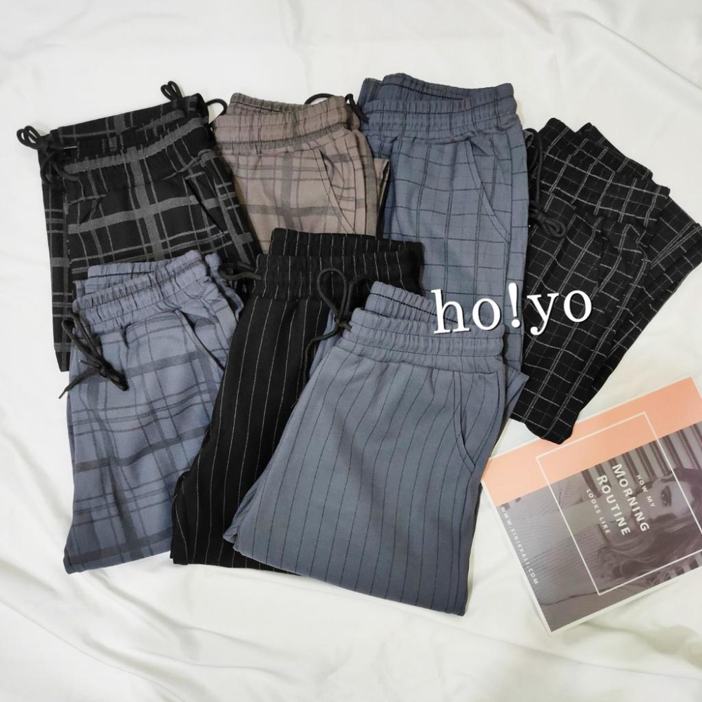 搶手🇹🇼 中厚抗皺 日系 哈倫褲 英倫風 格子褲 老爺褲 褲子老爹褲 高腰寬褲  秋冬長褲女 休閒褲 休閒長褲 冬天褲子-細節圖2