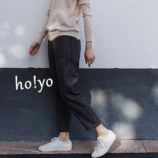 搶手🇹🇼 中厚抗皺 日系 哈倫褲 英倫風 格子褲 老爺褲 褲子老爹褲 高腰寬褲  秋冬長褲女 休閒褲 休閒長褲 冬天褲子-細節圖8