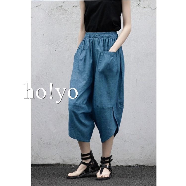 台灣現貨🇹🇼寬鬆透氣 鬆緊高腰 哈倫褲 棉麻褲 七分褲 八分褲 顯瘦修身 闊腿褲 飛鼠褲 花苞褲 寬褲 棉麻寬褲 休閒褲-細節圖8