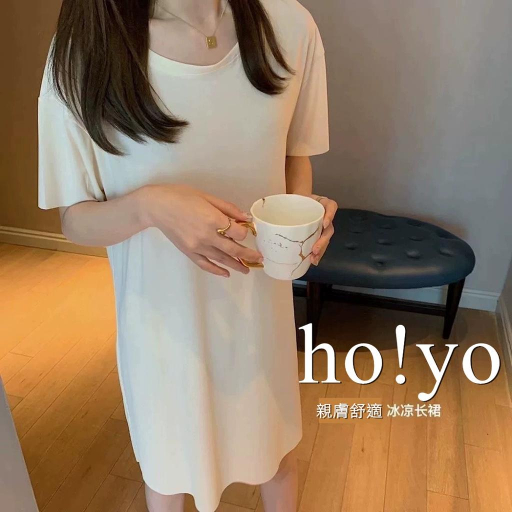 台灣現貨🇹🇼涼感親膚 抖抖 冰絲睡衣 連衣裙 睡裙 睡衣裙性感睡衣 睡衣套裝 睡衣裙 居家服 家居服 休閒套裝 短袖睡衣-細節圖6