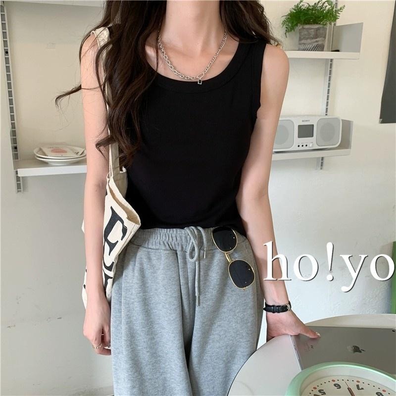 韓系顯瘦彈性 U領螺紋背心  內搭外穿 美胸吊帶背心 寬肩帶 打底衫 無袖背心圓領背心 小可愛文胸 睡衣素T女裝四季百搭-細節圖2