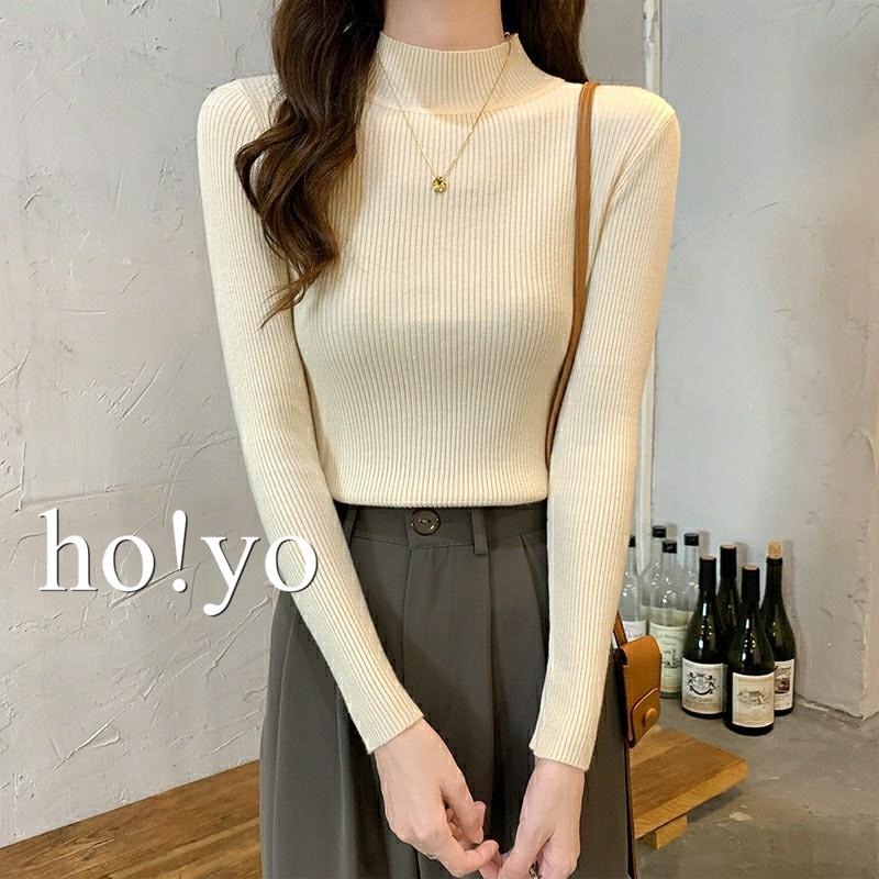 台灣現貨🇹🇼柔軟親膚 包芯紗 半高領 立領 針織衫 坑條貼身毛衣 修身打底衫 保暖 顯瘦性感百搭 針織上衣 女生長袖上衣-細節圖5