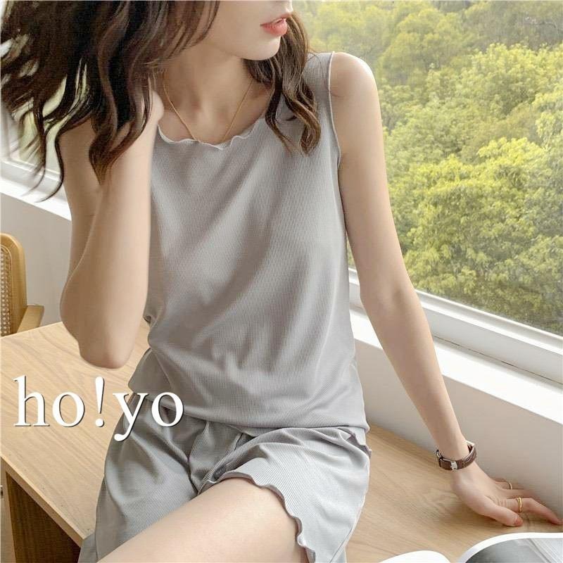 台灣現貨🇹🇼氣質簡約 冰絲睡衣涼感 性感睡衣 居家服  家居服 睡衣 可愛 睡衣女 木耳邊睡衣 居家睡衣 睡衣裙性感睡衣-細節圖4