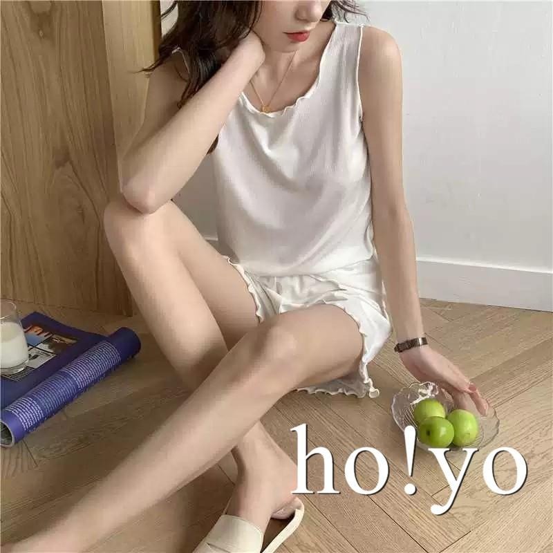 台灣現貨🇹🇼氣質簡約 冰絲睡衣涼感 性感睡衣 居家服  家居服 睡衣 可愛 睡衣女 木耳邊睡衣 居家睡衣 睡衣裙性感睡衣-細節圖7