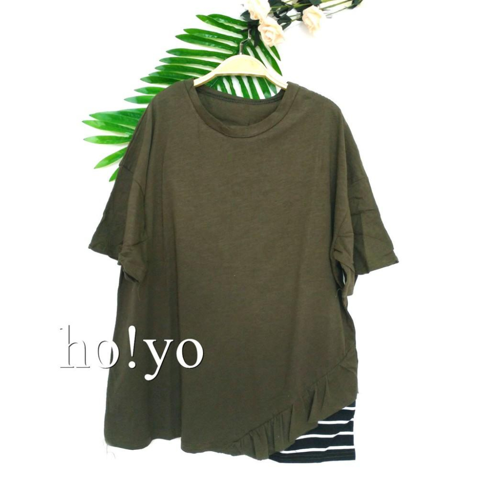 台灣現貨5色 竹節棉 拼接上衣 短袖t恤 大學T 短袖上衣 寬鬆 T恤 女 假兩件上衣  寬鬆上衣 短袖女 大尺碼上衣-細節圖7