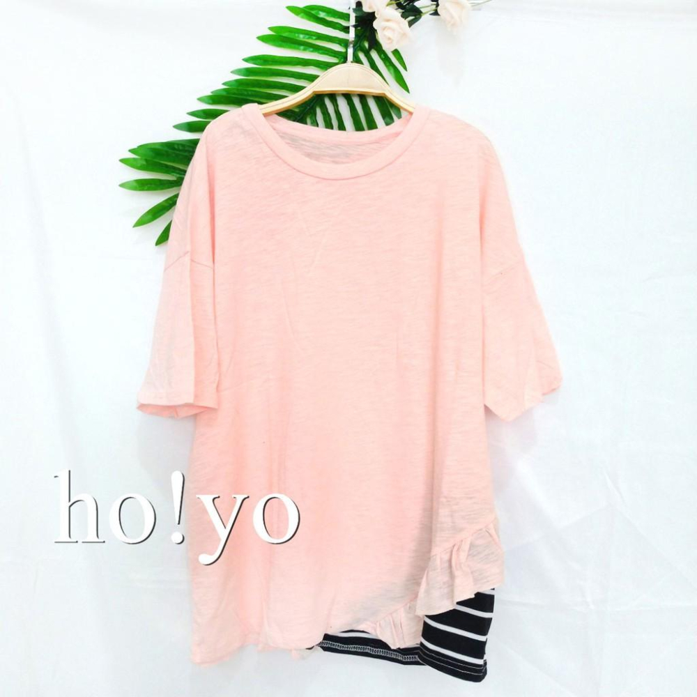 台灣現貨5色 竹節棉 拼接上衣 短袖t恤 大學T 短袖上衣 寬鬆 T恤 女 假兩件上衣  寬鬆上衣 短袖女 大尺碼上衣-細節圖8