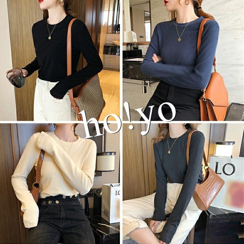 純色🇹🇼 日系高質感德絨 長袖素T 女 微磨毛 長袖T恤 冬天 保暖上衣 大學T素面 純色長T 素T 圓領T恤 打底衫-細節圖5