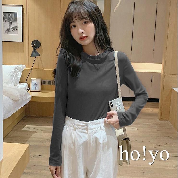 純色🇹🇼 日系高質感德絨 長袖素T 女 微磨毛 長袖T恤 冬天 保暖上衣 大學T素面 純色長T 素T 圓領T恤 打底衫-細節圖6