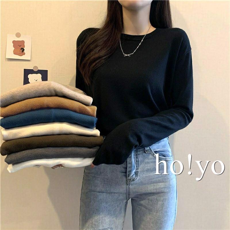 純色🇹🇼 日系高質感德絨 長袖素T 女 微磨毛 長袖T恤 冬天 保暖上衣 大學T素面 純色長T 素T 圓領T恤 打底衫-細節圖7