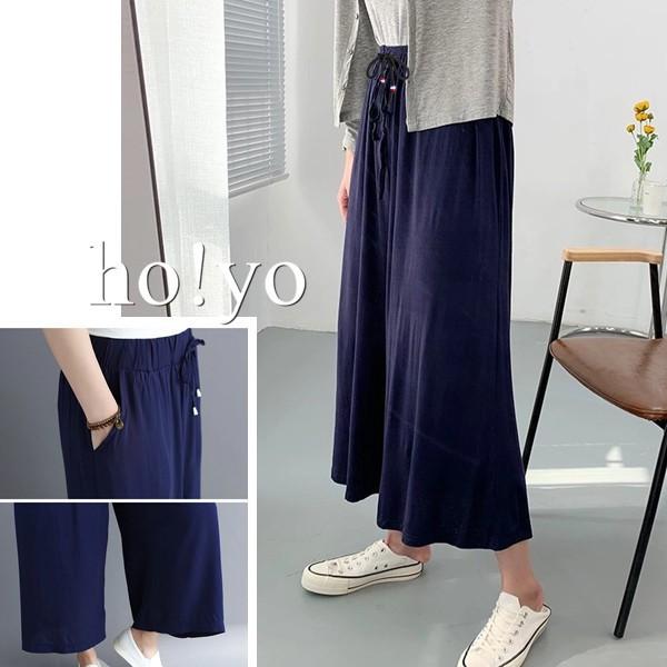 台灣現貨 日本精梳棉 莫代爾 垂墜感 鬆緊長褲 大尺碼褲子涼感長褲 高腰闊腿褲 顯瘦長褲 寬鬆長褲 百搭 褲裙 長褲女-細節圖6