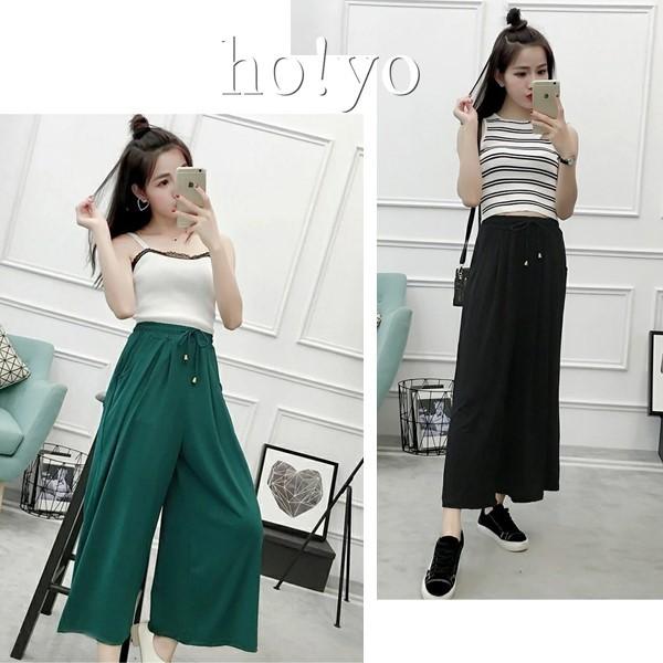 台灣現貨 日本精梳棉 莫代爾 垂墜感 鬆緊長褲 大尺碼褲子涼感長褲 高腰闊腿褲 顯瘦長褲 寬鬆長褲 百搭 褲裙 長褲女-細節圖7