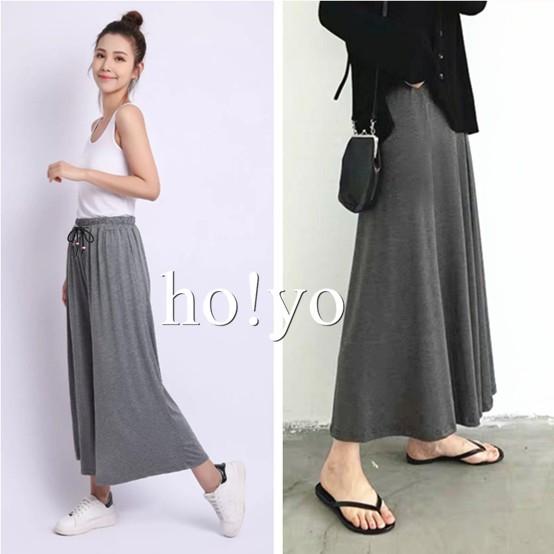 台灣現貨 日本精梳棉 莫代爾 垂墜感 鬆緊長褲 大尺碼褲子涼感長褲 高腰闊腿褲 顯瘦長褲 寬鬆長褲 百搭 褲裙 長褲女-細節圖8