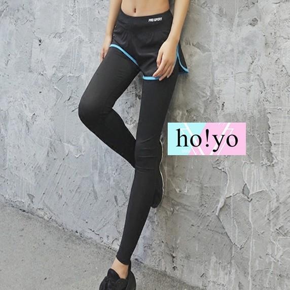 【台灣現貨】💋6色 速乾吸濕排汗 涼感 假兩件 瑜珈褲 韻律褲 運動褲 女生 休閒褲 排汗褲 彈力 瑜伽褲 收腹褲-細節圖8