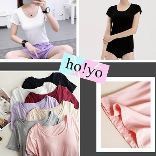 台灣出貨 免穿內衣 超彈 莫代爾 罩杯上衣 罩杯睡衣 無鋼圈 BRA上衣 短袖T恤 素T 內睡衣 睡衣 胸墊T恤-細節圖2