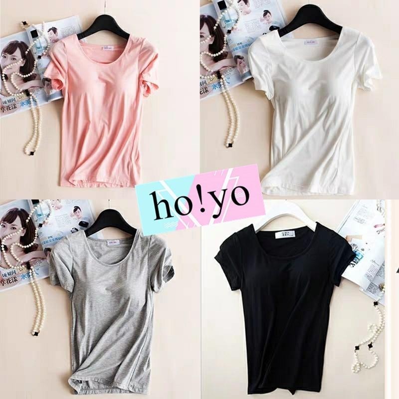 台灣出貨 免穿內衣 超彈 莫代爾 罩杯上衣 罩杯睡衣 無鋼圈 BRA上衣 短袖T恤 素T 內睡衣 睡衣 胸墊T恤-細節圖3