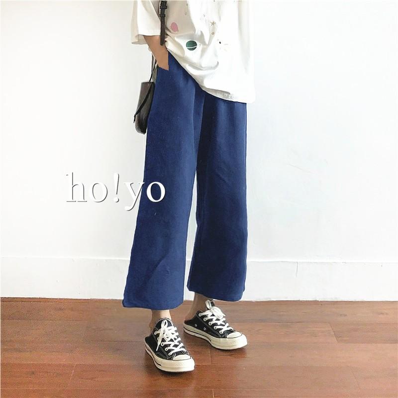 台灣現貨7色 百搭口袋 棉麻 寬褲 女 顯瘦 A字寬褲 九分褲 大尺碼 寬鬆休閒褲 休閒長褲 闊腿褲 長褲 高腰褲 褲子-細節圖2