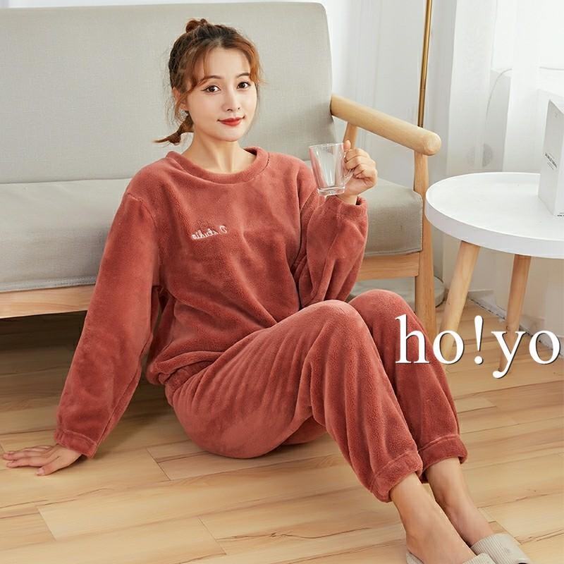台灣現貨🇹🇼仙女暖暖套裝 珊瑚絨 冬天睡衣 保暖睡衣 套裝睡衣 兩件式睡衣 長袖 睡衣 居家服 成套睡衣 睡衣女 家居服-細節圖2