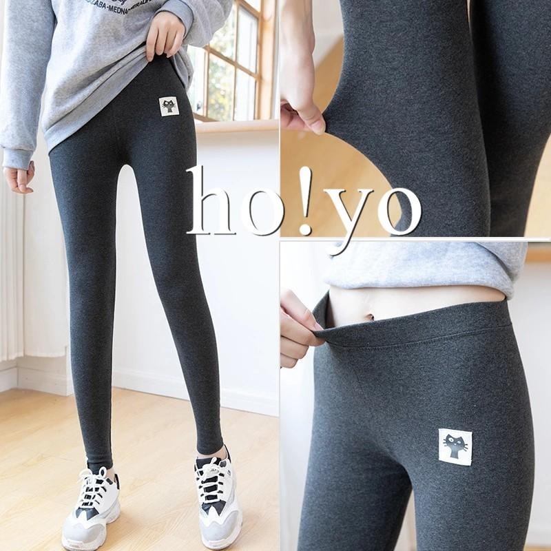 台灣現貨🇹🇼小貓標籤 中厚款 內搭褲 布貓標籤 素色 內搭長褲 打底褲 彈力 顯瘦 高腰 長褲  內搭 黑褲 鉛筆褲-細節圖4