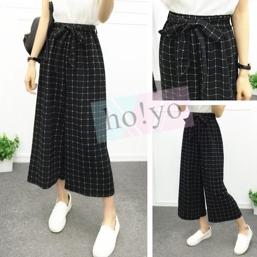 現貨🇹🇼 韓系綁帶 高腰寬褲 百搭 韓妞 闊腿褲 A字寬褲 休閒褲 大尺碼 九分寬褲 顯瘦長褲 女生褲子 女裝工裝褲-細節圖5